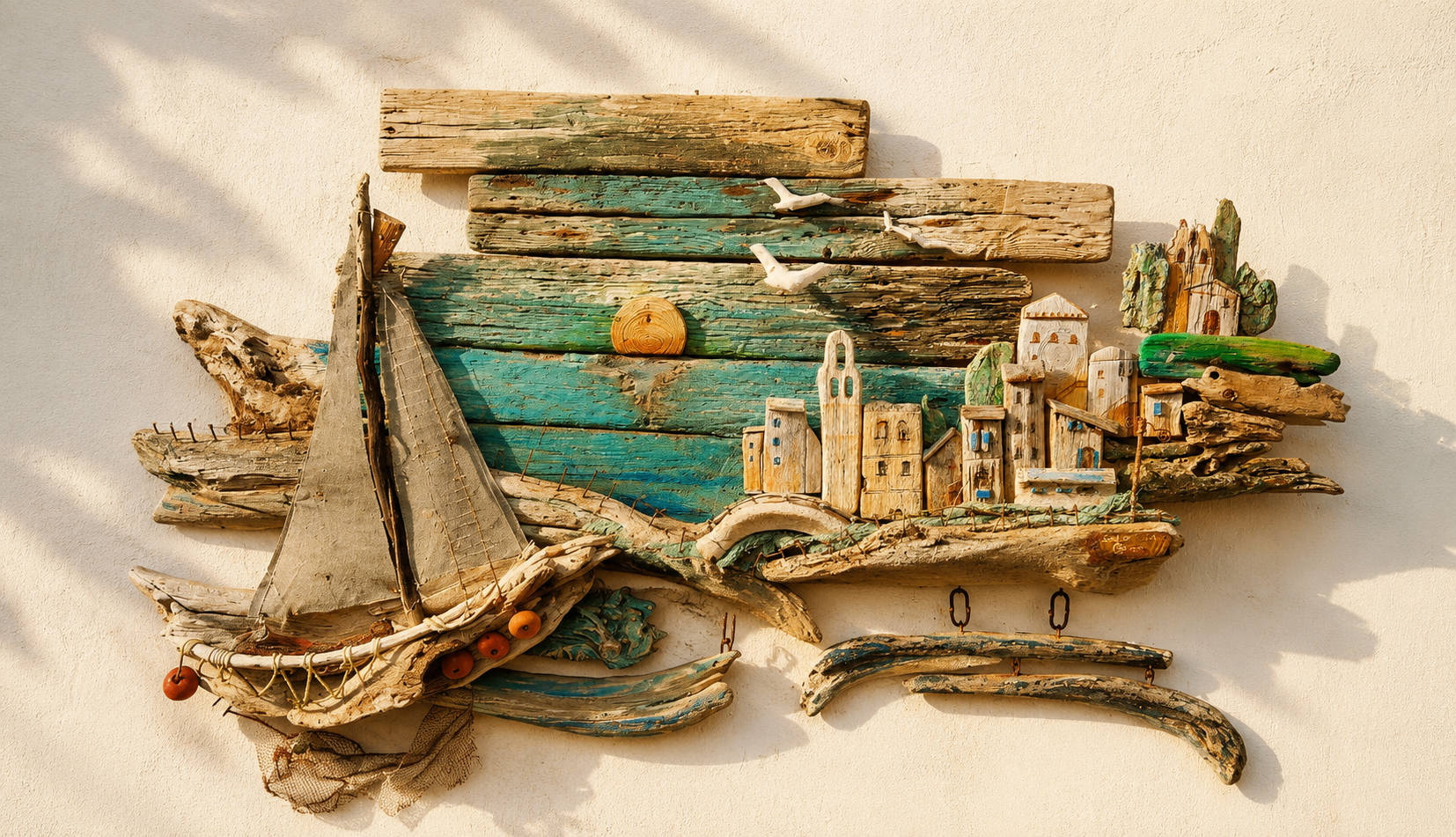 Vom Meer erzählt — Assemblage aus Driftwood und Fundstücken