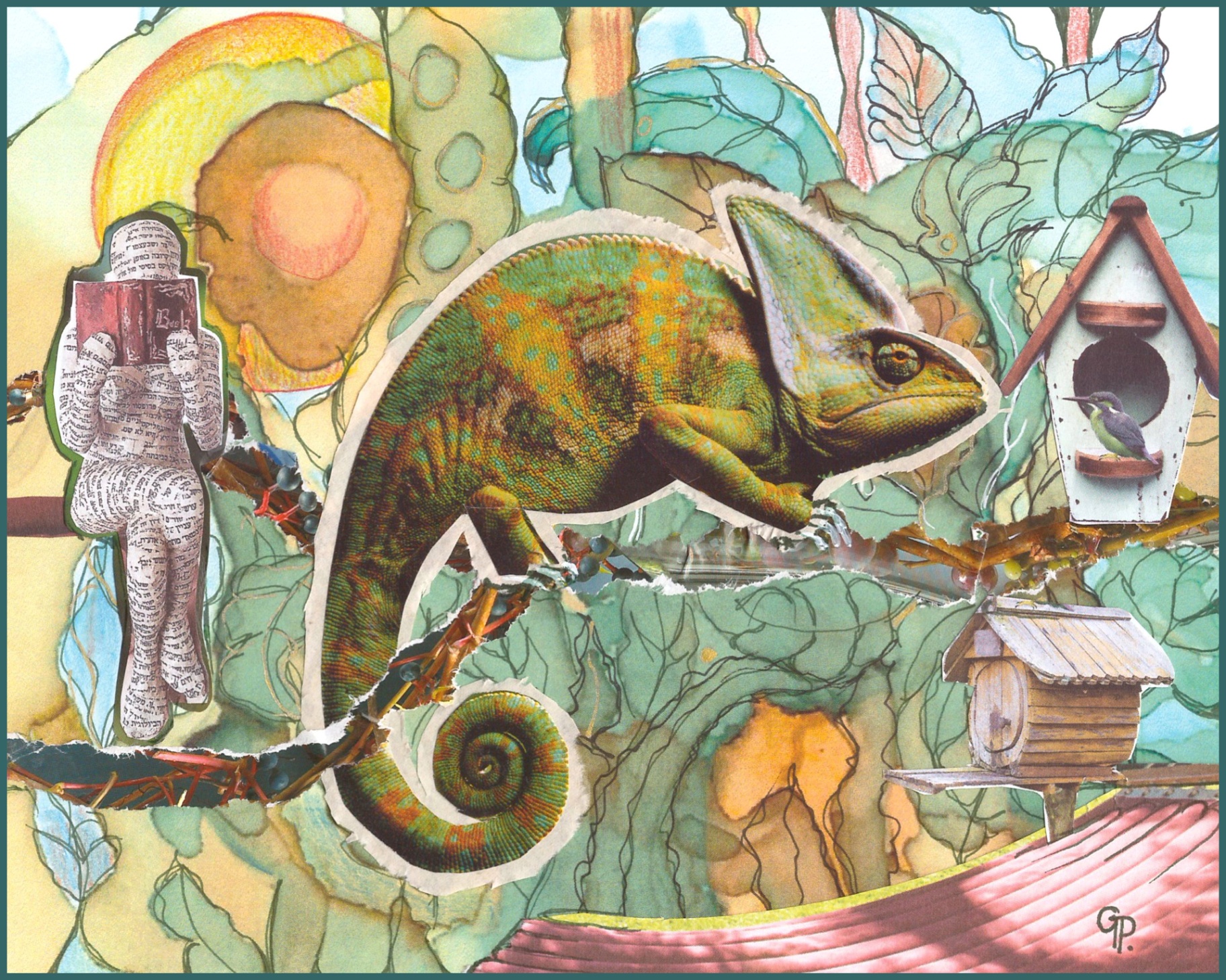 Chamäleon — Mixed Media / Collage